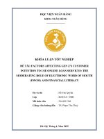 Khóa luận tốt nghiệp Ngân hàng: Factors affecting Gen Z's customer intention to use online loan services: the moderating role of Electronic Word of Mouth (EWOM) and financial literacy
