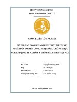 Khóa luận tốt nghiệp Kinh doanh quốc tế: Tác động của đầu tư trực tiếp nước ngoài đến đổi mới công nghệ: Bằng chứng thực nghiệm quốc tế và hàm ý chính sách cho Việt Nam