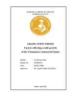 Khóa luận tốt nghiệp Ngân hàng: Factors affecting credit growth of the Vietnamese commercial banks