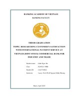 Khóa luận tốt nghiệp Ngân hàng: Researching customer’s satisfaction with international payment service at Vietnam Joint Stock Commercial Bank for Industry and Trade