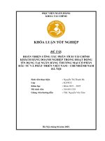 Khóa luận tốt nghiệp Tài chính: Hoàn thiện công tác phân tích tài chính khách hàng doanh nghiệp trong hoạt động tín dụng tại Ngân hàng Thương mại Cổ phần Đầu tư và Phát triển Việt Nam – Chi nhánh Nam Hà Nội