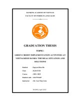 Khóa luận tốt nghiệp Ngoại ngữ: Green credit implementation activities at Vietnamese Banks: the real situation and solutions