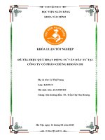 Khóa luận tốt nghiệp Tài chính: Hiệu quả hoạt động tư vấn đầu tư tại Công ty cổ phần Chứng khoán SSI