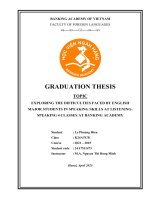 Khóa luận tốt nghiệp Ngoại ngữ: Exploring the difficulties faced by english major students in speaking skill sat listening speaking 4 classes at Banking Academy