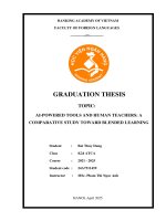 Khóa luận tốt nghiệp Ngôn ngữ Anh: AI-powered tools and Human Teachers in English Education: A Comparative Study Toward Blended Learning