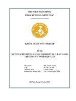 Khóa luận tốt nghiệp Kế toán kiểm toán: Kế toán bán hàng và xác định kết quả bán hàng tại Công ty TNHH Lợi Toán