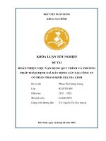 Khóa luận tốt nghiệp Tài chính: Hoàn thiện việc vận dụng quy trình và phương pháp thẩm định giá bất động sản tại Công ty cổ phần thẩm định giá Gia Linh