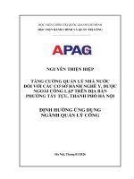 Luận văn thạc sĩ Quản lý công: Tăng cường quản lý nhà nước đối với các cơ sở hành nghề y, dược ngoài công lập trên địa bàn phường Tây Tựu, thành phố Hà Nội