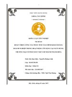 Khóa luận tốt nghiệp Tài chính: Hoàn thiện công tác phân tích tài chính khách hàng doanh nghiệp trong hoạt động tín dụng tại Ngân hàng TMCP Bản Việt Chi nhánh Thanh Hóa