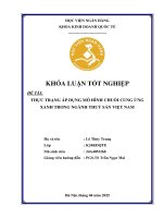 Khóa luận tốt nghiệp Kinh doanh quốc tế: Thực trạng áp dụng mô hình chuỗi cung ứng xanh trong ngành thuỷ sản Việt Nam