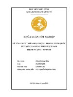 Khóa luận tốt nghiệp Kinh doanh quốc tế: Phát triển hoạt động thanh toán quốc tế tại Ngân hàng TMCP Việt Nam Thịnh Vượng - VP Bank