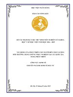 Đề tài nghiên cứu khoa học: Tác động của phát triển con người đến ô nhiễm môi trường: Bằng chứng thực nghiệm tại các quốc gia đang phát triển