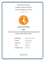 Khóa luận tốt nghiệp Ngoại ngữ: A needs analysis of english for specific purposes (ESP) for Bank Tellers at BIDV Ba Trieu