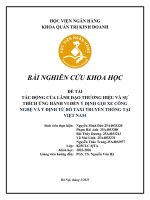 Đề tài nghiên cứu khoa học: Tác động của lãnh đạo thương hiệu và sự thích ứng hành vi đến ý định gọi xe công nghệ và ý định từ bỏ taxi truyền thống tại Việt Nam