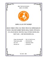 Khóa luận tốt nghiệp Tài chính: Hoàn thiện công tác phân tích tài chính khách hàng doanh nghiệp trong hoạt động tín dụng của Ngân hàng thương mại cổ phần Hàng hải Việt Nam - Chi nhánh Đống Đa