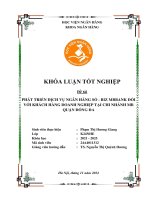 Khóa luận tốt nghiệp Ngân hàng: Phát triển dịch vụ ngân hàng số - BIZ MBbank đối với khách hàng doanh nghiệp tại Chi nhánh MB Quận Đống Đa