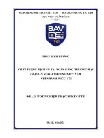 Luận văn thạc sĩ Tài chính ngân hàng: Chất lượng dịch vụ tại Ngân hàng Thương mại Cổ phần Ngoại thương Việt Nam – Chi nhánh Phúc Yên