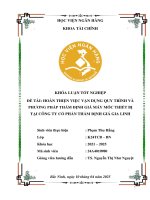 Khóa luận tốt nghiệp Tài chính: Hoàn thiện việc vận dụng quy trình và phương pháp thẩm định giá máy móc thiết bị tại Công ty Cổ phần Thẩm định giá Gia Linh