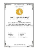 Khóa luận tốt nghiệp Tài chính: Đánh giá năng lực cạnh tranh của công ty chứng khoán thông qua nghiệp vụ môi giới: nghiên cứu thực nghiệm tại CTCP Chứng khoán VPS