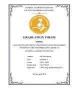 Khóa luận tốt nghiệp Ngoại ngữ: Challenges and coping strategies of english-majored students in the interpretation course at Banking Academy of Vietnam