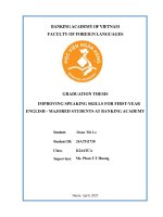 Khóa luận tốt nghiệp Ngôn ngữ Anh: Improving speaking skills for first-year english - majored students at Banking Academy
