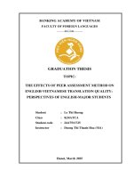 Khóa luận tốt nghiệp Ngoại ngữ: The effects of peer assessment method on English-Vietnamese translation quality: perspectives of English-major students