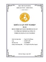 Khóa luận tốt nghiệp Kế toán kiểm toán: Hoàn thiện kế toán chi phí sản xuất và tính giá thành tại Công ty TNHH xây dựng Tuấn Tài Phát