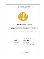 Khóa luận tốt nghiệp Kinh doanh quốc tế: The determinants of attracting green foreign direct investment towards sustainable development in Vietnam