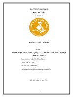 Khóa luận tốt nghiệp Kế toán kiểm toán: Hoàn thiện kiểm soát nội bộ tại Công ty TNHH thiết bị điện Sơn Quang Huy