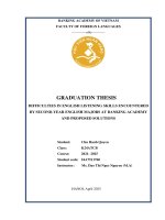 Khóa luận tốt nghiệp Ngôn ngữ Anh: Difficulties in english listening skills encountered by second-year english majors at Banking Academy and proposed solutions