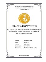 Khóa luận tốt nghiệp Ngôn ngữ Anh: Solutions to limit credit risk at the Bank for Investment and Development of VietNam (BIDV) – My Dinh Branch
