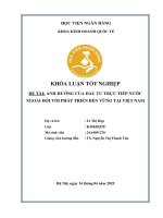 Khóa luận tốt nghiệp Kinh doanh quốc tế: Ảnh hưởng của đầu tư trực tiếp nước ngoài đối với phát triển bền vững tại Việt Nam