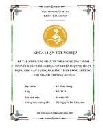 Khóa luận tốt nghiệp Tài chính: Công tác phân tích báo cáo tài chính đối với khách hàng doanh nghiệp phục vụ hoạt động cho vay tại Ngân hàng TMCP Công thương - Chi nhánh Chương Dương