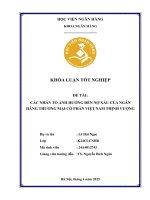 Khóa luận tốt nghiệp Ngân hàng: Các nhân tố ảnh hưởng đến nợ xấu của Ngân hàng Thương mại cổ phần Việt Nam Thịnh Vượng