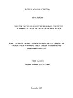 Đề tài nghiên cứu khoa học: Exploring the influence of pesonal characteristics on the formation of banking ethics: a study on students and banking professionals