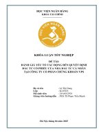 Khóa luận tốt nghiệp Tài chính: Đánh giá yếu tố tác động đến quyết định đầu tư cổ phiếu của nhà đầu tư cá nhân tại Công ty cổ phần Chứng khoán VPS