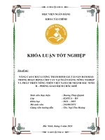 Khóa luận tốt nghiệp Tài chính: Nâng cao chất lượng thẩm định giá tài sản đảm bảo trong hoạt động cho vay tại Ngân hàng Nông nghiệp và phát triển nông thôn Việt Nam Chi nhánh Bắc Ninh II – Phòng Giao dịch Châu Khê