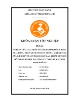 Khóa luận tốt nghiệp Quản trị kinh doanh: Nghiên cứu các nhân tố ảnh hưởng đến ý định mua hàng trên kênh truyền thông Marketing Online đối với sản phẩm giấy lau thấm hút dầu mỡ công nghiệp tại Công ty TNHH Sản xuất và Thương mại Dịch vụ Minh Khánh