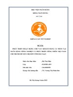 Khóa luận tốt nghiệp Ngân hàng: Phát triển hoạt động cho vay khách hàng cá nhân tại Ngân hàng Nông nghiệp và Phát triển Nông thôn Việt Nam - Chi nhánh Huyện Chợ Đồn tỉnh Bắc Kạn