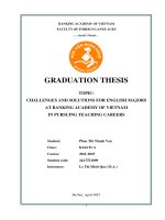 Khóa luận tốt nghiệp Ngoại ngữ: Challenges and solutions for english majors at Banking Academy of Vietnam in Pursuing Teaching Careers