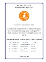 Đề tài nghiên cứu khoa học: Các nhân tố ảnh hưởng tới lòng trung thành của doanh nghiệp trong lựa chọn dịch vụ tư vấn thuế - Khảo sát từ các doanh nghiệp vừa và nhỏ Hà Nội