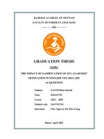 Khóa luận tốt nghiệp Ngoại ngữ: The impact of gamification on efl learners’ motivation in English Vocabulary Acquisition