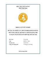 Khóa luận tốt nghiệp Ngân hàng: Tác động của trải nghiệm khách hàng đến lòng trung thành của khách hàng trẻ sử dụng ngân hàng số trên địa bàn Hà Nội