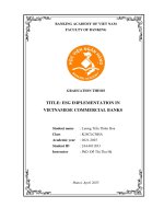 Khóa luận tốt nghiệp Ngân hàng: ESG implementation in Vietnamese commercial banks