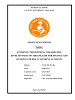 Khóa luận tốt nghiệp Ngoại ngữ: Students’ perceptions towards the effectiveness of the english for finance and banking course at Banking Academy