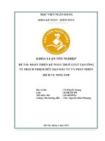 Khóa luận tốt nghiệp Kế toán kiểm toán: Hoàn thiện kế toán thuế GTGT tại Công ty trách nhiệm hữu hạn đầu tư và phát triển dịch vụ Thái Anh