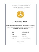 Khóa luận tốt nghiệp Ngoại ngữ: The impacts of online learning platforms on the english learning process of ATC students at Banking Academy of Vietnam
