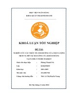 Khóa luận tốt nghiệp Quản trị kinh doanh: Nghiên cứu các nhân tố ảnh hưởng của chất lượng dịch vụ đến sự hài lòng của khách hàng tại Family Foods Market
