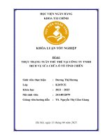 Khóa luận tốt nghiệp Tài chính: Thực trạng tuân thủ thuế tại Công ty TNHH dịch vụ sửa chữa Ô tô Tỉnh Chiên