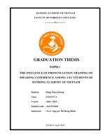 Khóa luận tốt nghiệp Ngôn ngữ Anh: The Influence of pronunciation training on speaking confidence among ATC students of Banking Academy